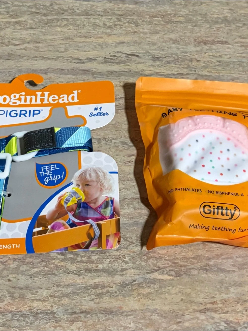 BooginHead Sippigrip Cup Holder Strap & Giftty 2-Babby Mittens Teeting Toys Set